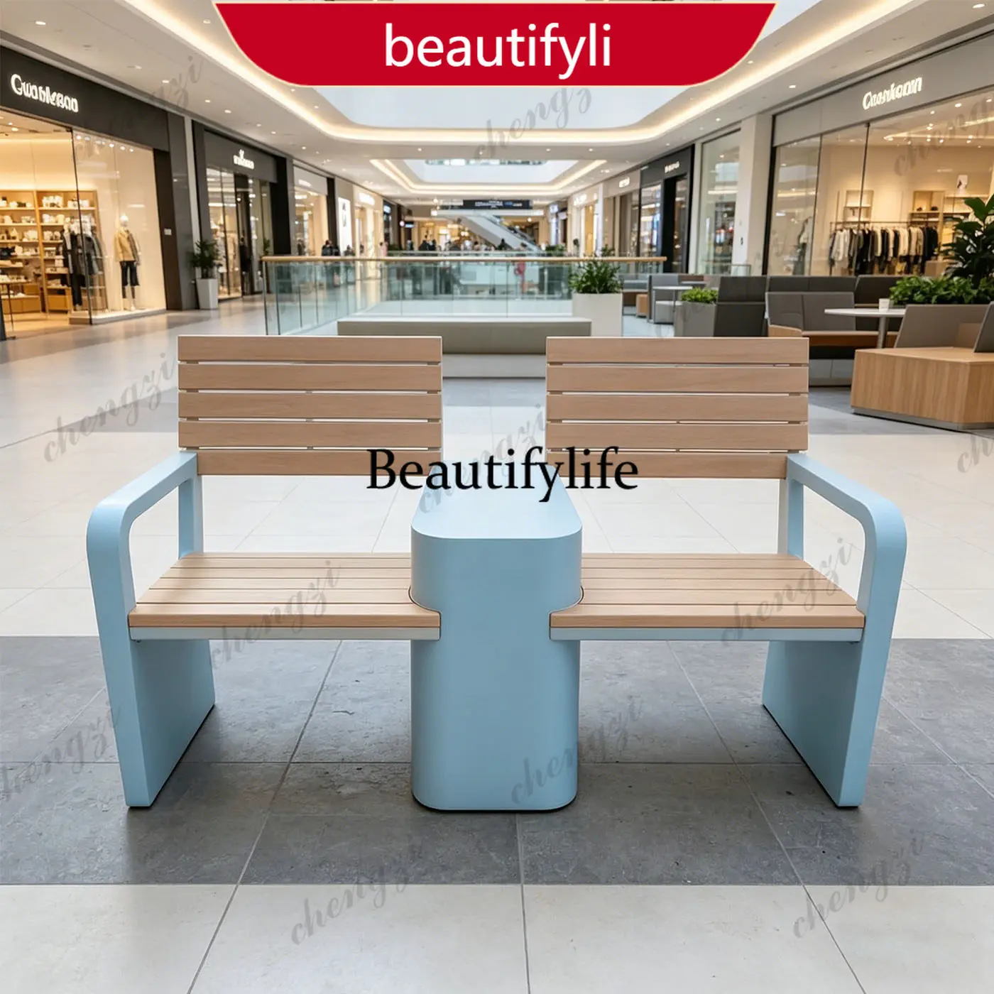 01A Modern simple double leisure chair plastic wood seat shopping mall rest area street outdoor public seat
01A Modern simple double leisure chair plastic wood seat shopping mall rest area street outdoor public seat