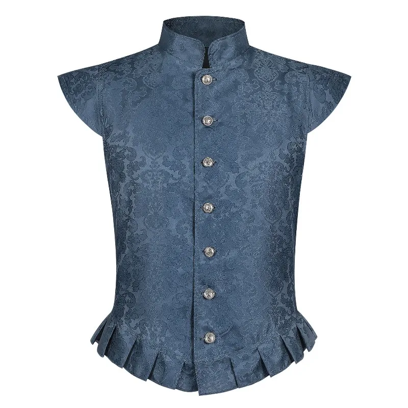 "Dark Night Aristocracy" Men's Black Jacquard Stand Collar Vest, Gothic Style Sleeveless Vest, Men's Vintage Dramatic Top
"Dark Night Aristocracy" Men's Black Jacquard Stand Collar Vest, Gothic Style Sleeveless Vest, Men's Vintage Dramatic Top