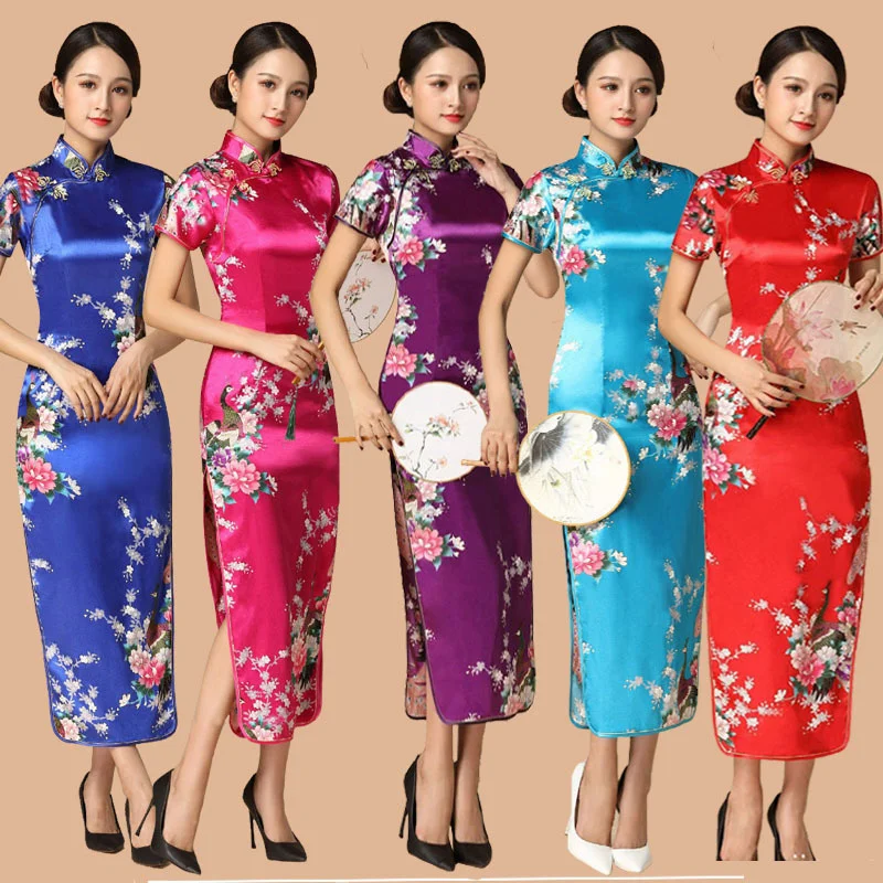 Sexy Women Chinese Mother Qipao Long Dress Modern Short Sleeve Long Stage Performance Party Vintage Cheongsam Floral Print
Sexy Women Chinese Mother Qipao Long Dress Modern Short Sleeve Long Stage Performance Party Vintage Cheongsam Floral Print