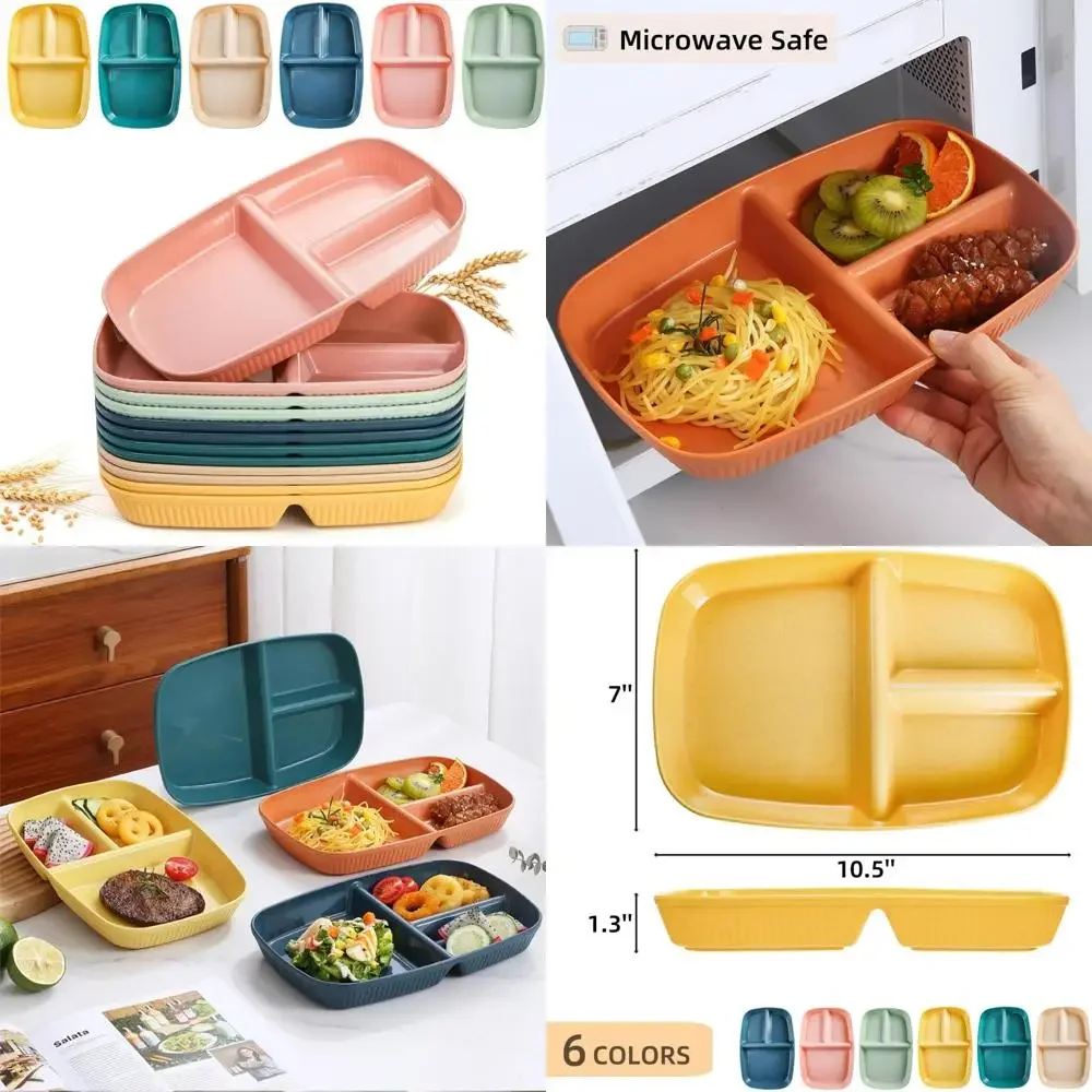 12 pack divided plates, 10.5 inch reusable wheat straw dinner plates with 3 compartments, unbreakable sectioned food tray for ba
12 pack divided plates, 10.5 inch reusable wheat straw dinner plates with 3 compartments, unbreakable sectioned food tray for ba