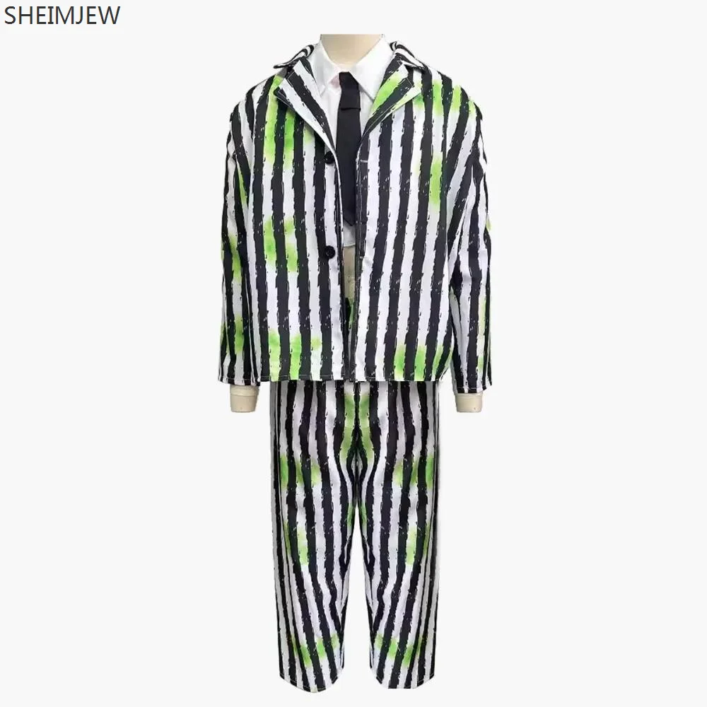 Kids Adult Movie Ghost Cosplay Disguise Black And White Striped Suit Halloween Carnival Party Stage Showing Dress Up Striped Set
Kids Adult Movie Ghost Cosplay Disguise Black And White Striped Suit Halloween Carnival Party Stage Showing Dress Up Striped Set