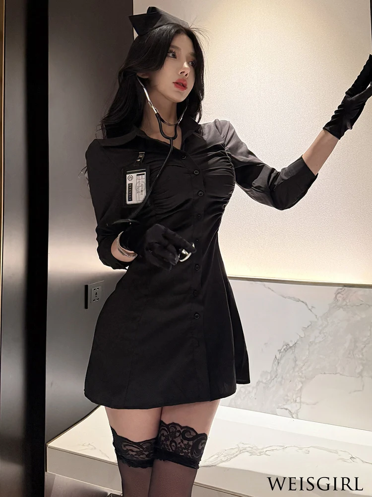 Sexy Cosplay Halloween Costume Maid Nurse Uniform Small Chest Pure Desire Lady Doctor Set Pure Color Short Sleeve mid Length ...
Sexy Cosplay Halloween Costume Maid Nurse Uniform Small Chest Pure Desire Lady Doctor Set Pure Color Short Sleeve mid Length ...