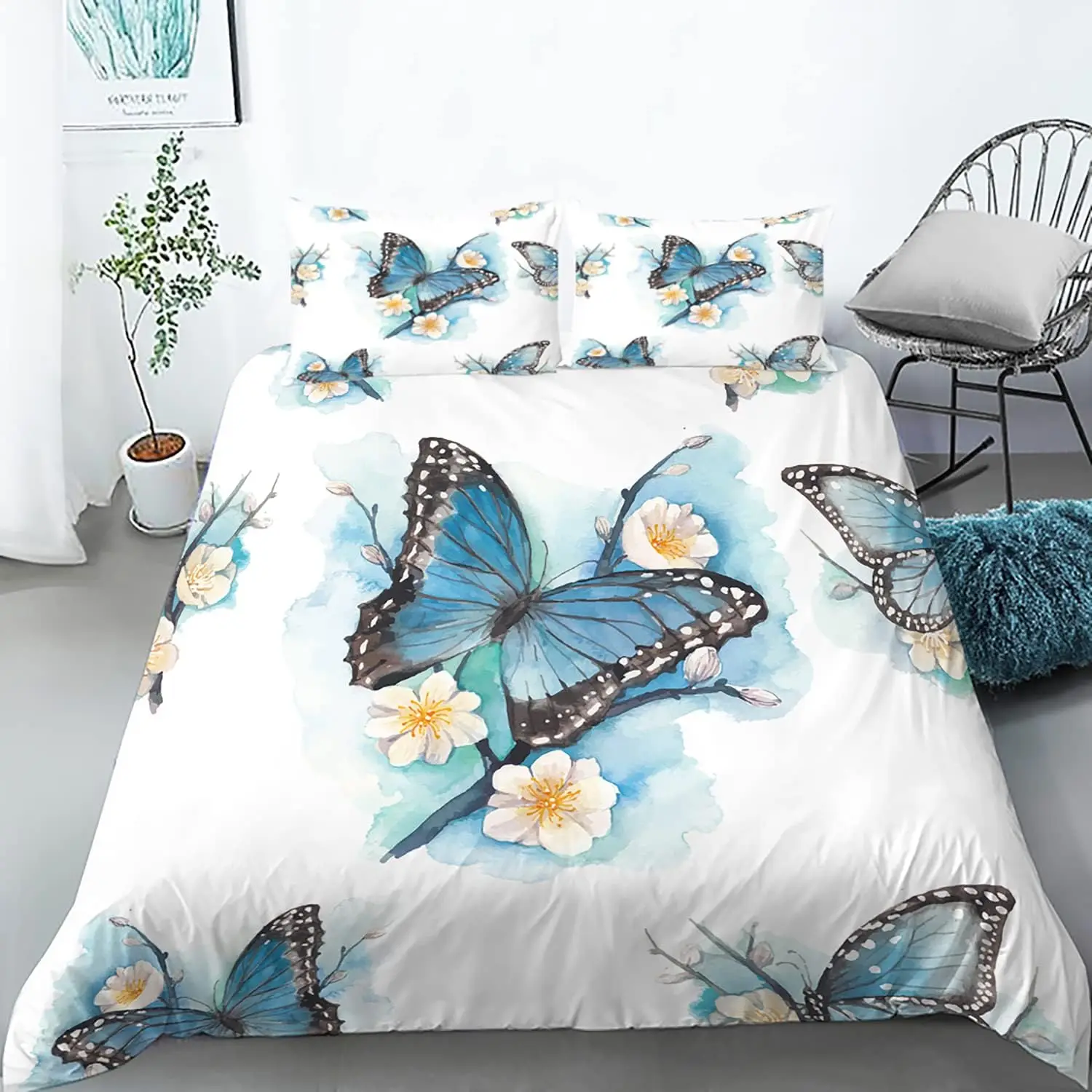 King Size Butterfly Bedding Set Blue Purple Butterflies Printed Comforter Cover for Girls Kids Teens - Complete Bedding Set
King Size Butterfly Bedding Set Blue Purple Butterflies Printed Comforter Cover for Girls Kids Teens - Complete Bedding Set
