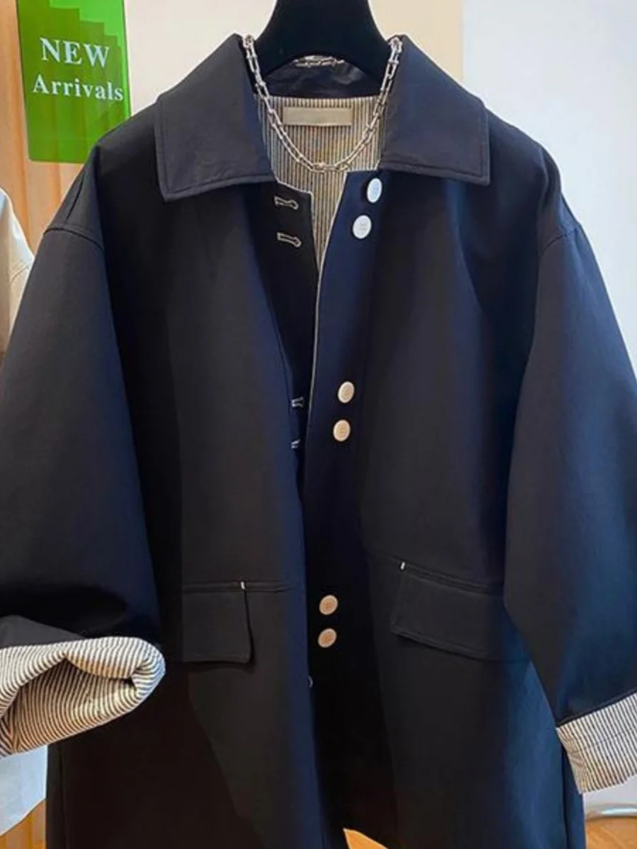 Women's Fashionable Oversized Mid-Length Coat Collared Casual Outerwear Autumn Season High Waist Straight Cut A-Line Skirt
Women's Fashionable Oversized Mid-Length Coat Collared Casual Outerwear Autumn Season High Waist Straight Cut A-Line Skirt
