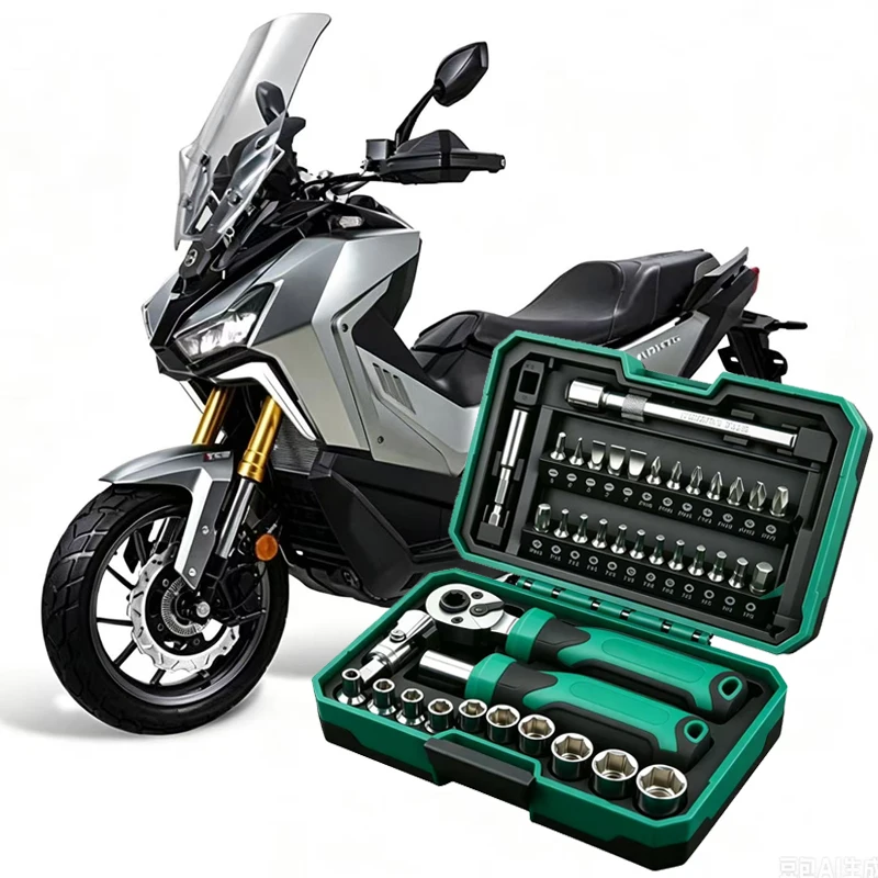 40PCS Portable Universal Motorcycle Repair Tool Kit Socket Wrench Set For SYM MAXSYM TL508 TL500 400 600 ADX 300 TG400 MMBCU
40PCS Portable Universal Motorcycle Repair Tool Kit Socket Wrench Set For SYM MAXSYM TL508 TL500 400 600 ADX 300 TG400 MMBCU