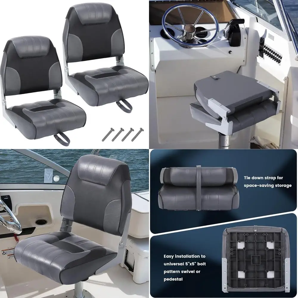 Комплект из 2 складных сидений для лодки с низкой спинкой – рыболовные кресла для лодки с толстым поролоновым наполнителем, шарнирным и откидным механизмом для рыбалки
Комплект из 2 складных сидений для лодки с низкой спинкой – рыболовные кресла для лодки с толстым поролоновым наполнителем, шарнирным и откидным механизмом для рыбалки