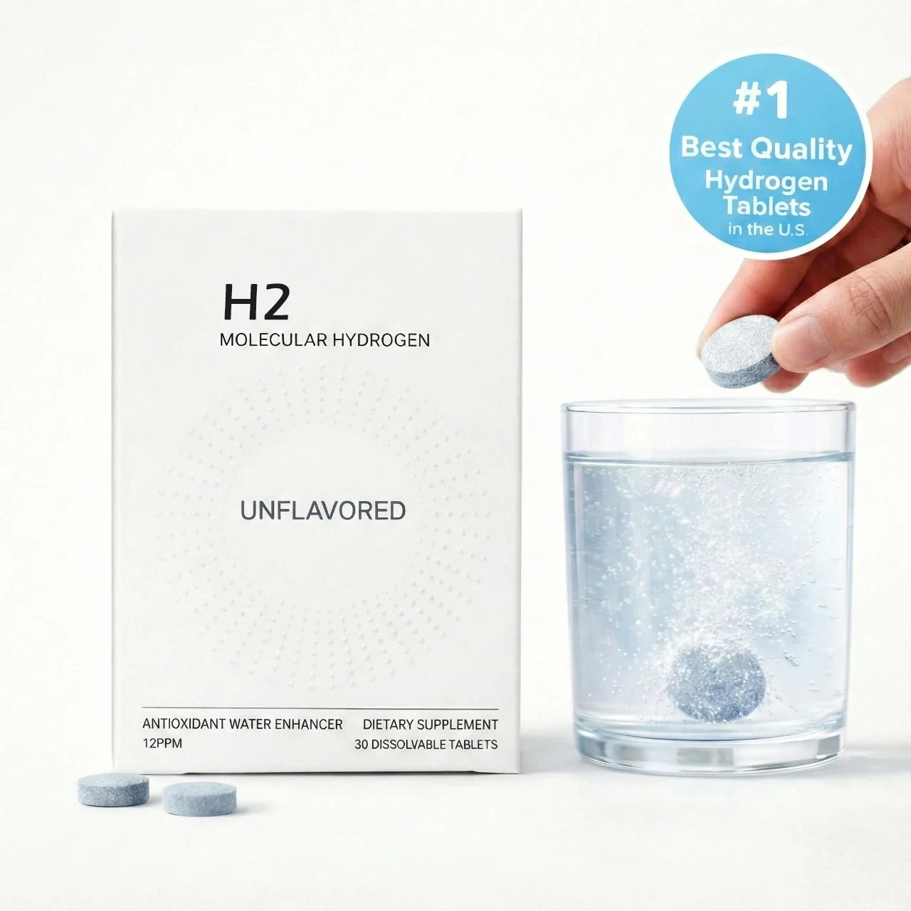 H2 Molecular Hydrogen Water Tablets with Magnesium, 12PPM Antioxidant Drinking Water, Energy Boost & Relieve Stress, Gluten Free
H2 Molecular Hydrogen Water Tablets with Magnesium, 12PPM Antioxidant Drinking Water, Energy Boost & Relieve Stress, Gluten Free