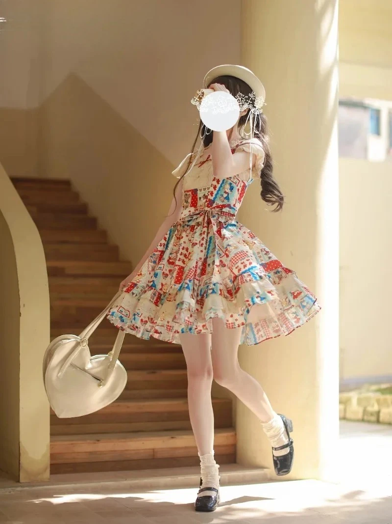 Japanese Original Lolita Sweet Girls White Short-sleeved Top and Retro Cute High-waisted Printed Lace-up Vest Dress Set
Japanese Original Lolita Sweet Girls White Short-sleeved Top and Retro Cute High-waisted Printed Lace-up Vest Dress Set