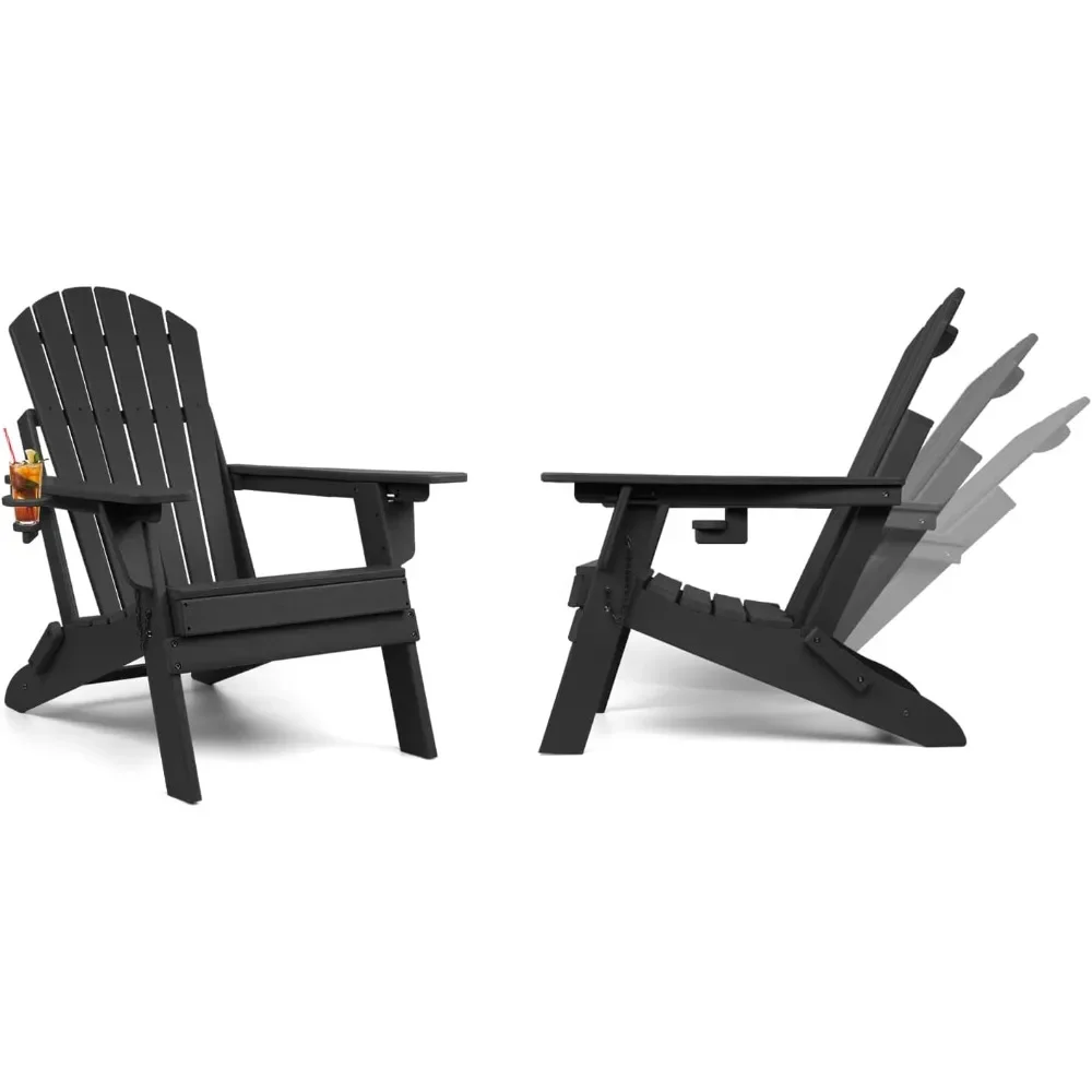 Folding Adirondack Chairs Set of with Adjustable Backrest, HDPE All Weather Fire Pit Chairs with Cup Holder
Folding Adirondack Chairs Set of with Adjustable Backrest, HDPE All Weather Fire Pit Chairs with Cup Holder