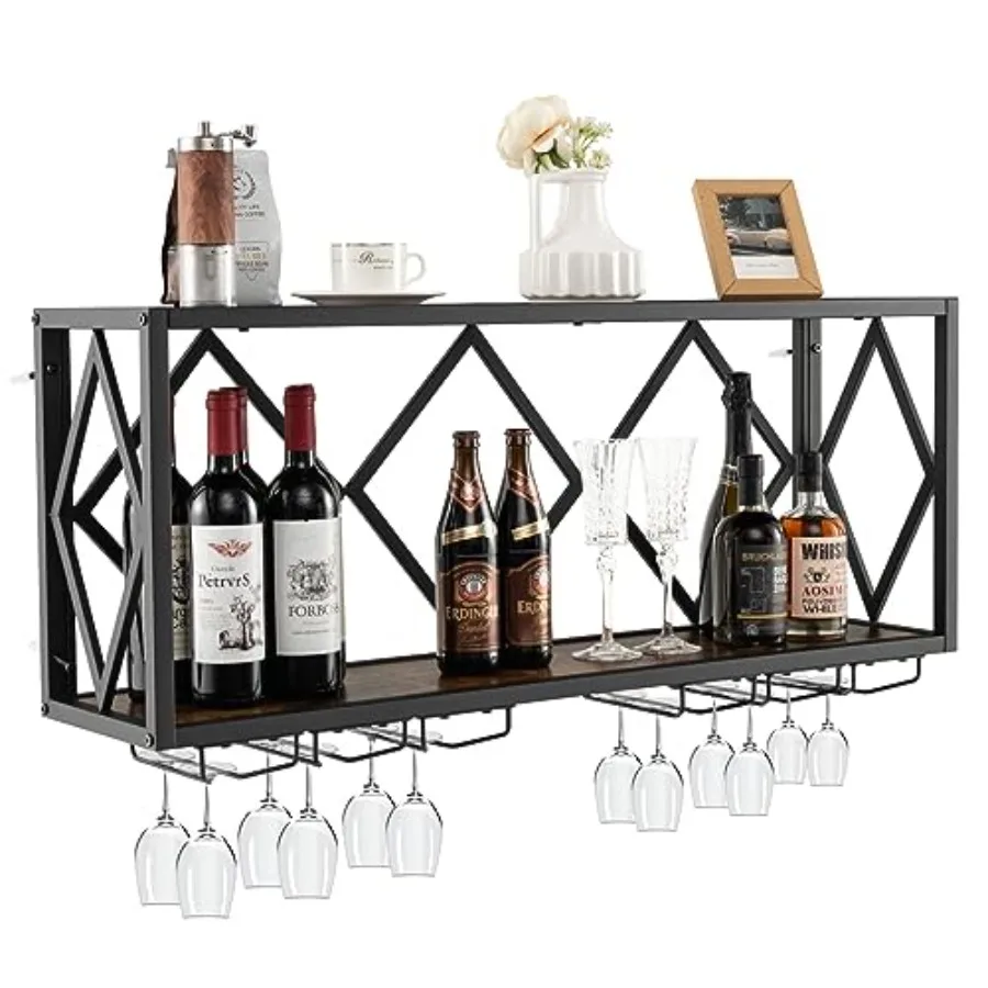 Industrial Wall Mounted Wine Rack, 39-Bottle Metal Wine Holder Wall with 12 Glass Holder, Hanging Wine Glass Rack Wall Mounted
Industrial Wall Mounted Wine Rack, 39-Bottle Metal Wine Holder Wall with 12 Glass Holder, Hanging Wine Glass Rack Wall Mounted