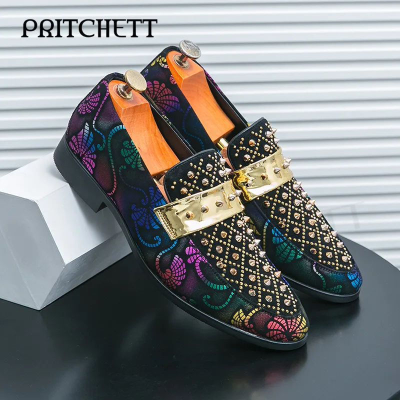 Rivet Color Printing Casual Shoes Suede Large Size Casual Shoes Fashionable Slip-On Trendy Pointed Toe Men's Leather Shoes
Rivet Color Printing Casual Shoes Suede Large Size Casual Shoes Fashionable Slip-On Trendy Pointed Toe Men's Leather Shoes