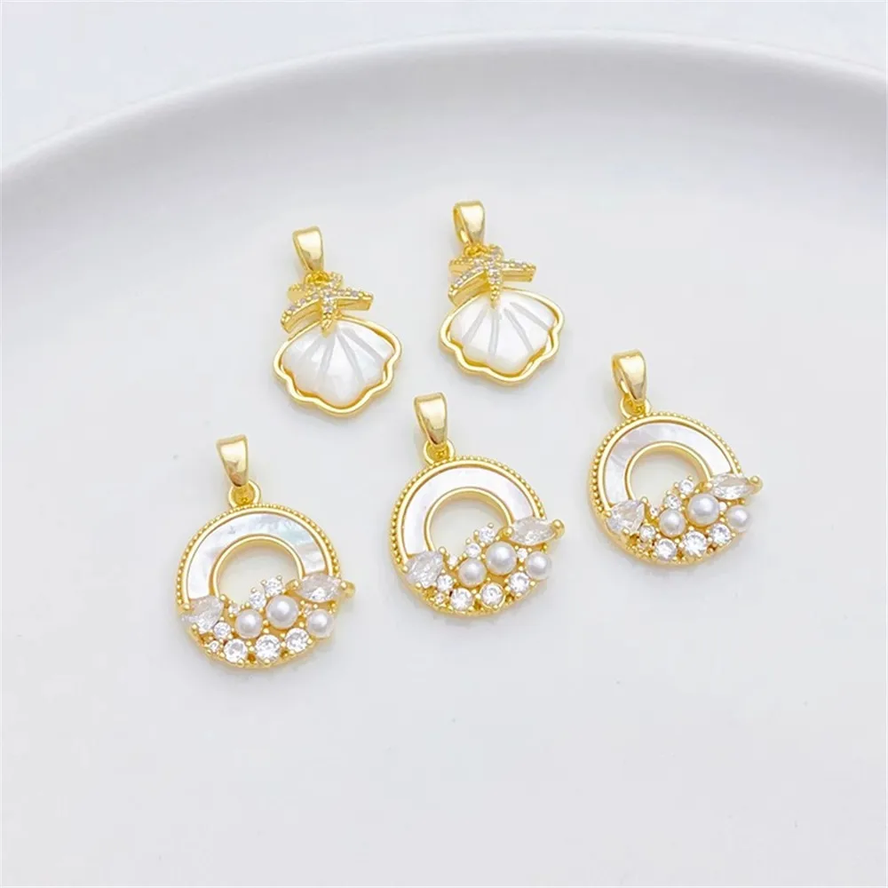 14K Gold-plating Fashion Zircon Shell Pendant Handmade DIY Bracelet Necklace Jewelry Material Accessories
14K Gold-plating Fashion Zircon Shell Pendant Handmade DIY Bracelet Necklace Jewelry Material Accessories