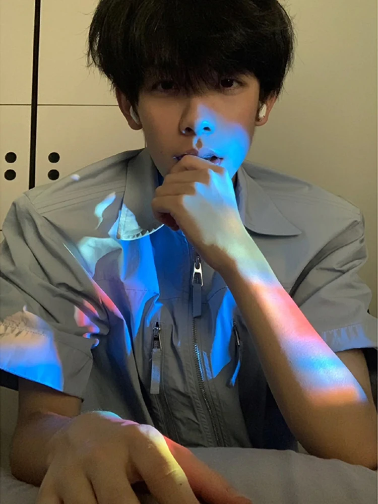 Light Blue oulder Pad Men's irt ort Sve Thin Summer Cleanfit Jaet arp Collar Trendy Design Polyester Fiber
Light Blue oulder Pad Men's irt ort Sve Thin Summer Cleanfit Jaet arp Collar Trendy Design Polyester Fiber
