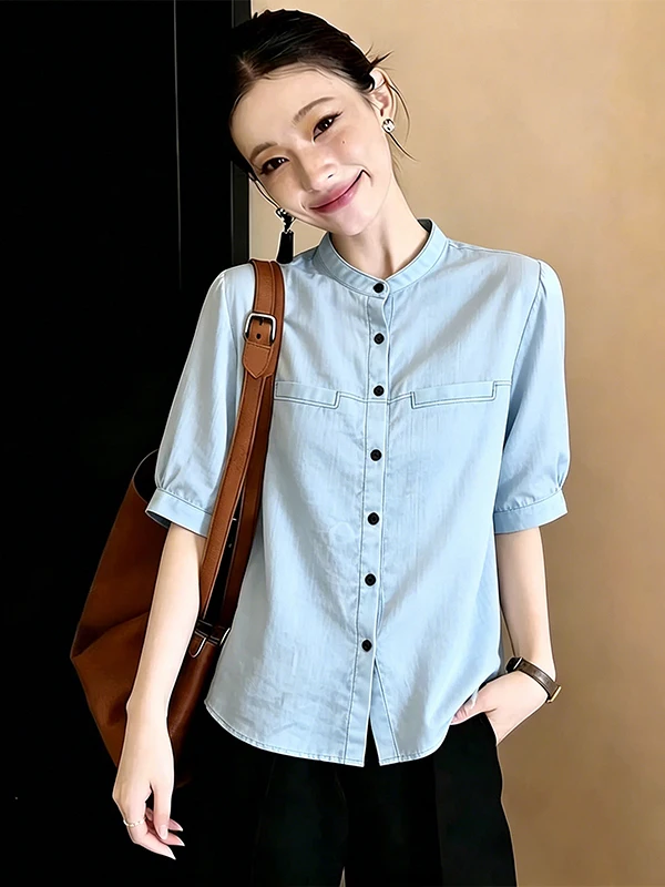 Ladies Casual Loose Fashionable Shirt Summer New Style Simple Wind Resilient Quality Top Skin Breathable Thick Short Sleeve
Ladies Casual Loose Fashionable Shirt Summer New Style Simple Wind Resilient Quality Top Skin Breathable Thick Short Sleeve