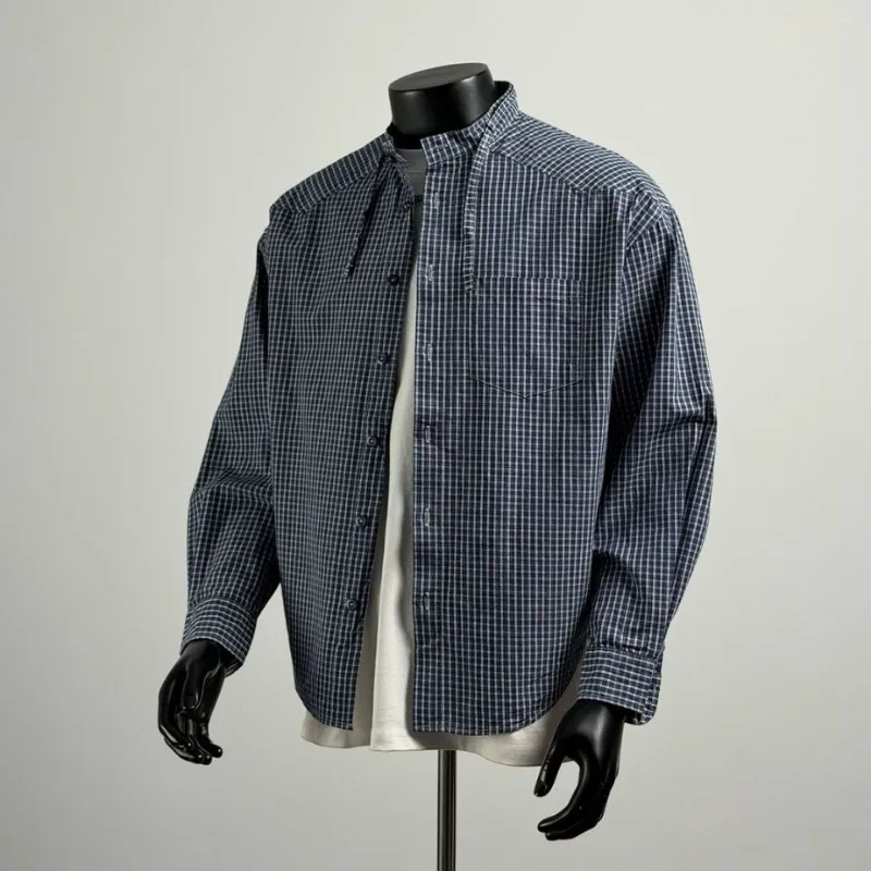 American Style Trendy Plaid Stand Collar Drawstring Long Sleeved Shirt for Men Spring Summer Loose Short Sleeve Shirt Casual Top
American Style Trendy Plaid Stand Collar Drawstring Long Sleeved Shirt for Men Spring Summer Loose Short Sleeve Shirt Casual Top