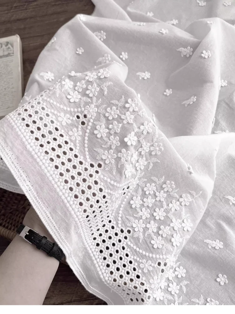 White three-dimensional cotton small floral patterns fabric for shirt, dress, halter top, diy tablecloth, door curtain fabric
White three-dimensional cotton small floral patterns fabric for shirt, dress, halter top, diy tablecloth, door curtain fabric