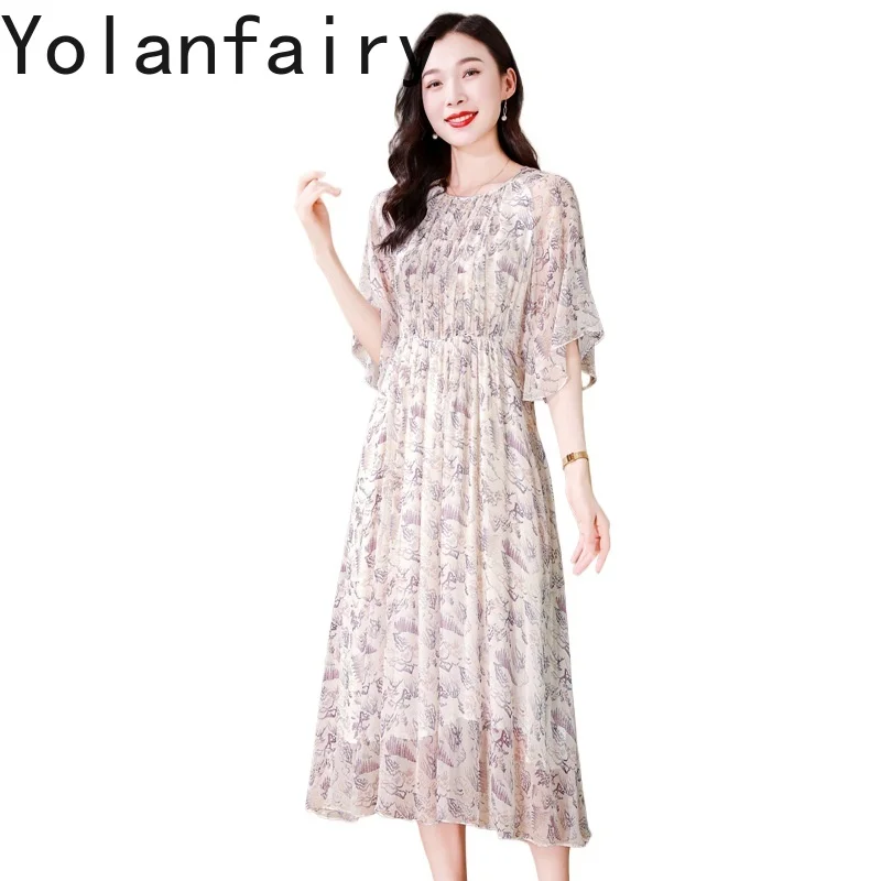 YOLANFAIRY Высококачественные платья из 100% натурального шелка тутового шелкопряда, женское элегантное летнее модное платье с цветочным принтом, женская одежда, Vestido Mujer
YOLANFAIRY Высококачественные платья из 100% натурального шелка тутового шелкопряда, женское элегантное летнее модное платье с цветочным принтом, женская одежда, Vestido Mujer