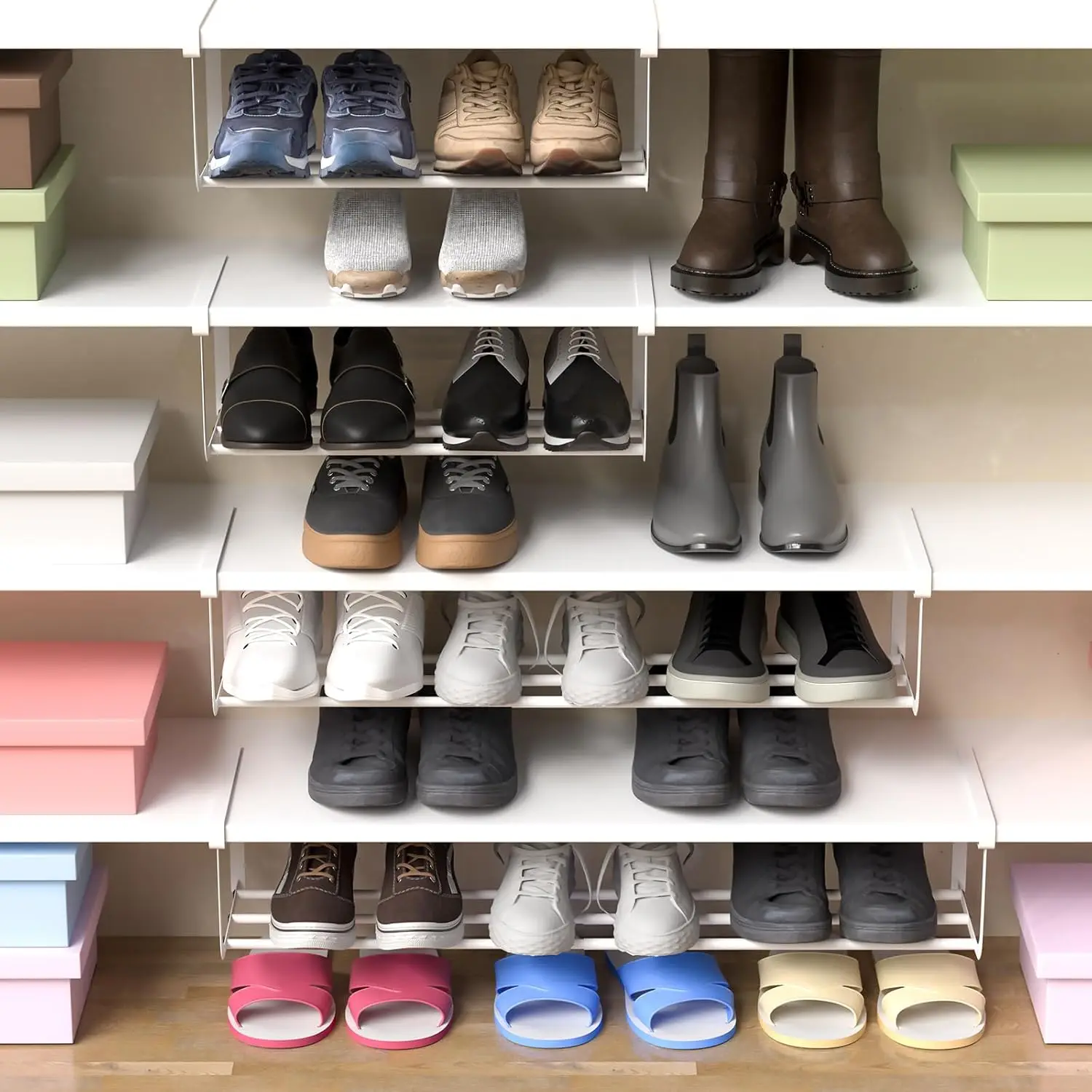 4 Pcs Expandable Shoe Rack Organizer for Closet 16.5-31.5 Inch Adjustable Hanging Shelf Storage White
4 Pcs Expandable Shoe Rack Organizer for Closet 16.5-31.5 Inch Adjustable Hanging Shelf Storage White