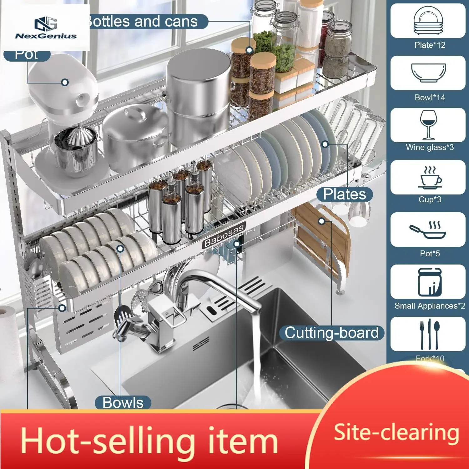 Over The Sink Dish Drying Rack,3 Tier Adjustable Length (25.5'' To 37.4'') Full Stainless Steel Large Storage Kitchen Dish Rack,
Over The Sink Dish Drying Rack,3 Tier Adjustable Length (25.5'' To 37.4'') Full Stainless Steel Large Storage Kitchen Dish Rack,