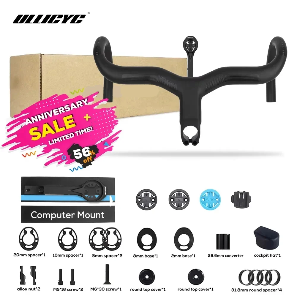 ULLICYC Creston IC SL Carbon Cockpit Fully Internal Cable Road Bicycle Handlebar Di2 Matte Black Integrated Carbon Handlebar
ULLICYC Creston IC SL Carbon Cockpit Fully Internal Cable Road Bicycle Handlebar Di2 Matte Black Integrated Carbon Handlebar