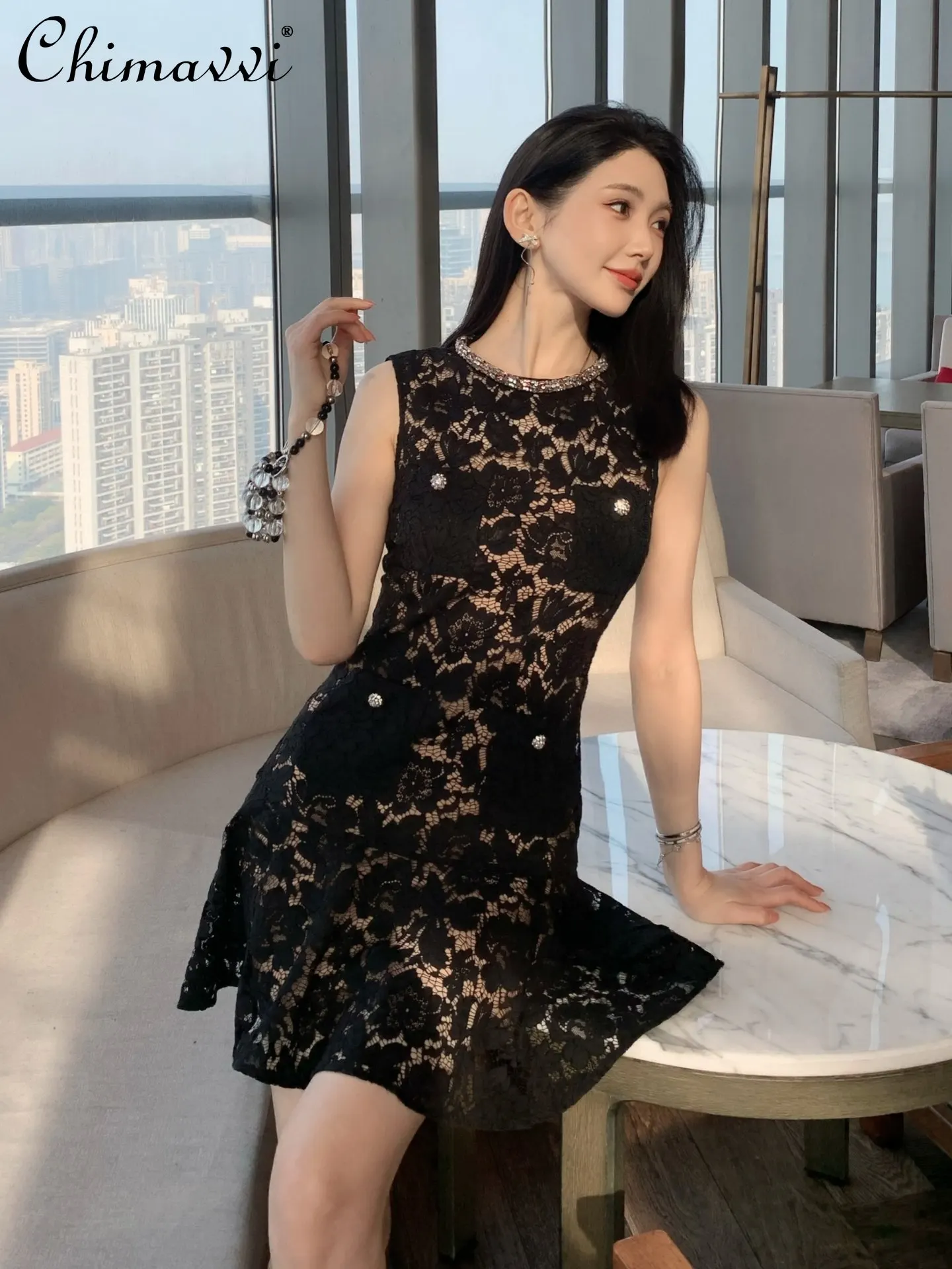 Heavy Color Diamond Round Neck Sleeveless Lace Dress 2026 Spring and Summer New Fashion Silm Elegant Party Short Dresses Women
Heavy Color Diamond Round Neck Sleeveless Lace Dress 2026 Spring and Summer New Fashion Silm Elegant Party Short Dresses Women
