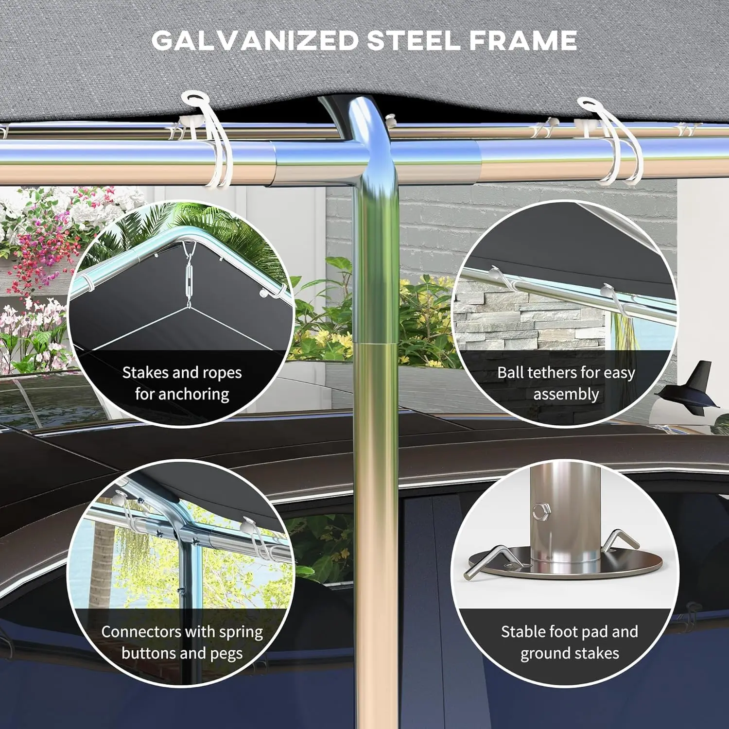 Custom 10'x20' Reinforced Car Canopy, Rustproof Galvanized Frame Complete Accessories Stable Outdoor Parking Cover
Custom 10'x20' Reinforced Car Canopy, Rustproof Galvanized Frame Complete Accessories Stable Outdoor Parking Cover