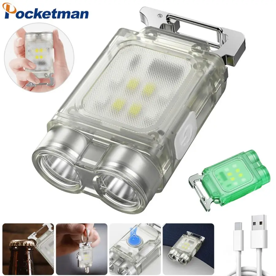 Portable 2*LED+COB Side Lights Mini Work Light 6 Modes Type-C USB Rechargeable Flashlight Keychain Light Camping Lamp Torch
Portable 2*LED+COB Side Lights Mini Work Light 6 Modes Type-C USB Rechargeable Flashlight Keychain Light Camping Lamp Torch
