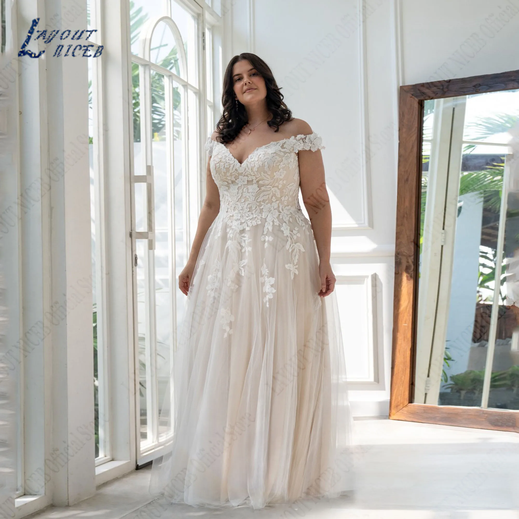 LAYOUT NICEB Off Shoulder Plus Size Wedding Dresses 2024 Bride V-Neck Applique A-Line Champagne Vestidos De Novia Illusion Back
LAYOUT NICEB Off Shoulder Plus Size Wedding Dresses 2024 Bride V-Neck Applique A-Line Champagne Vestidos De Novia Illusion Back