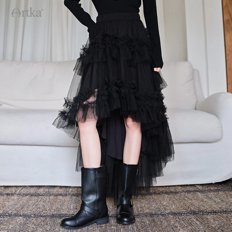 ARTKA 2025 Autumn New Women Princess Skirt Elegant Sweet Elastic High-waisted Irregular Mesh Skirt Long White Skirts QA52057Q
ARTKA 2025 Autumn New Women Princess Skirt Elegant Sweet Elastic High-waisted Irregular Mesh Skirt Long White Skirts QA52057Q