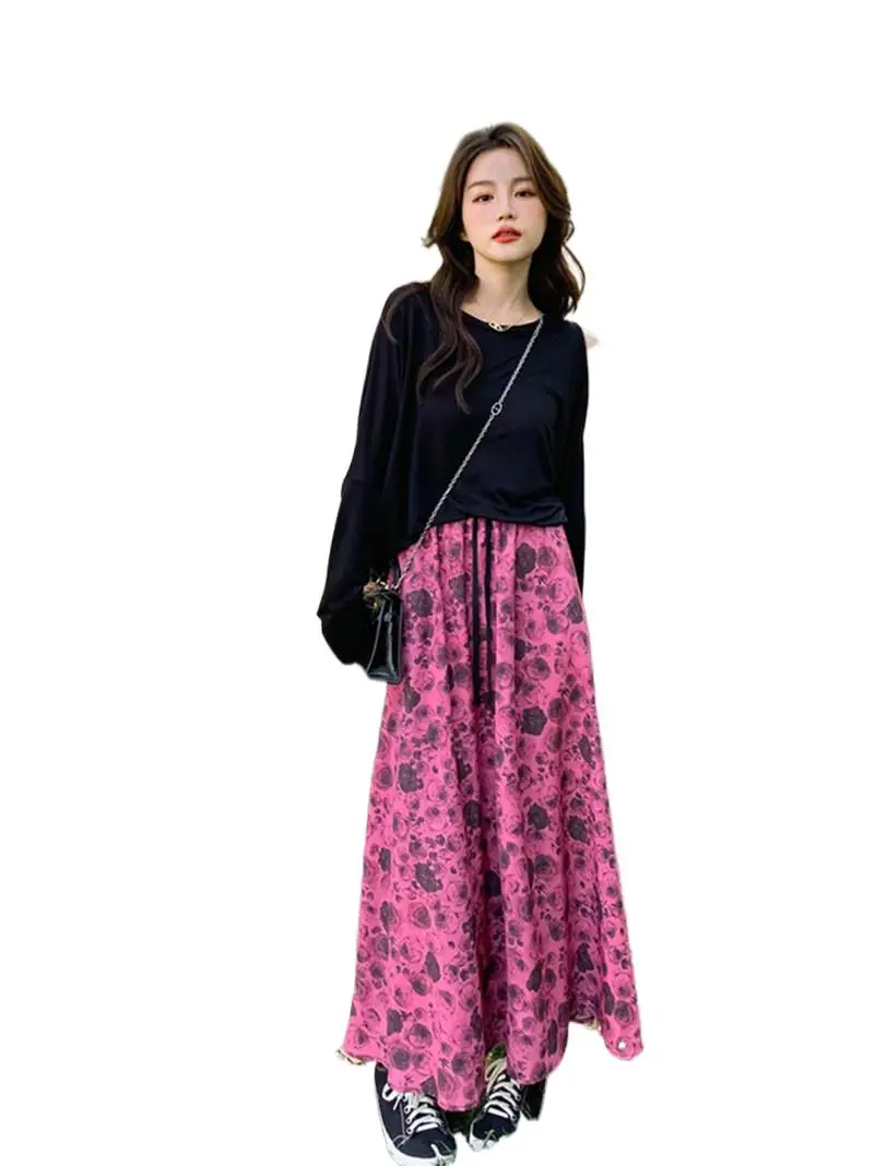 Summer New Cotton Medium Length Skirts French Rose Print Breathable Wavy Cut Vintage dresses Elastic Waist Streetwear Vestidos
Summer New Cotton Medium Length Skirts French Rose Print Breathable Wavy Cut Vintage dresses Elastic Waist Streetwear Vestidos