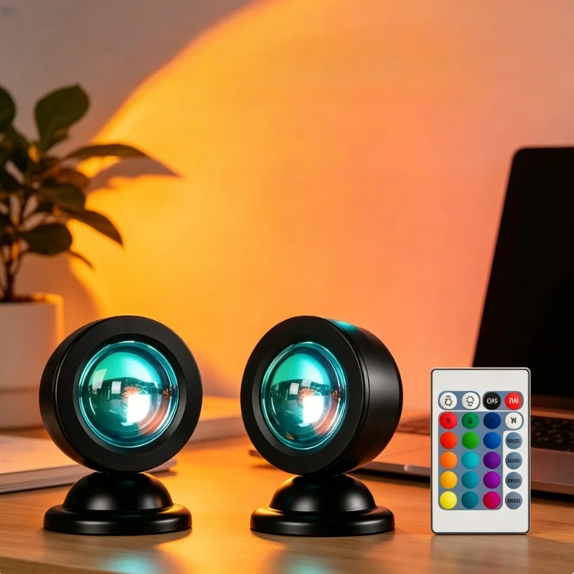 Sunset Projection Lamp 16 Colors RGB LED Night Light USB Powered Remote Control Mood Light for Bedroom Living Room Party Photography Background
Sunset Projection Lamp 16 Colors RGB LED Night Light USB Powered Remote Control Mood Light for Bedroom Living Room Party Photography Background