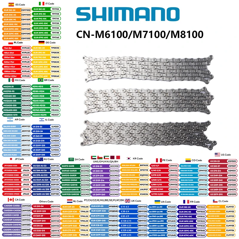 SHIMANO SLX M7100 M6100 M8100 12 Speed Chain 118/126 Link Mountain Bike Bicycle Chain CN M7100 MTB 12Speed With Quick-link
SHIMANO SLX M7100 M6100 M8100 12 Speed Chain 118/126 Link Mountain Bike Bicycle Chain CN M7100 MTB 12Speed With Quick-link