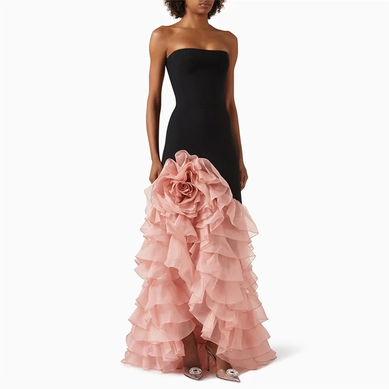 Pink Black Prom Dress Sexy Strapless Sleeveless Split 3D Flower A Line Party Gown Formal Wedding Guest Birthday Evening Robe
Pink Black Prom Dress Sexy Strapless Sleeveless Split 3D Flower A Line Party Gown Formal Wedding Guest Birthday Evening Robe