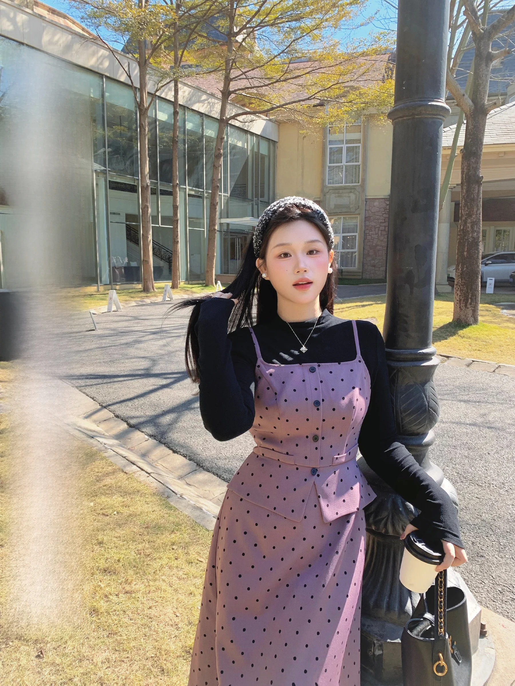 Violet Polka Dot Korean Style Vintage Dress Women's Spring Slimming Long Gown Halter Neckline Waist-Cinching Maxi Dress
Violet Polka Dot Korean Style Vintage Dress Women's Spring Slimming Long Gown Halter Neckline Waist-Cinching Maxi Dress
