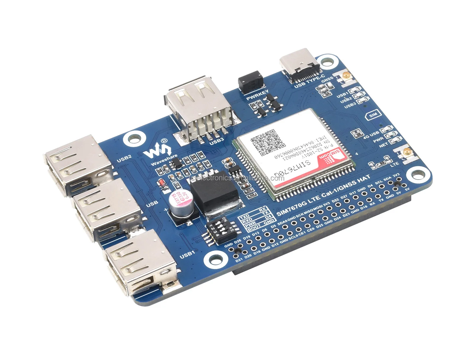 Raspberry Pi Cat-1GNSSUSB Плата расширения SIM7670G, модуль Global Multi Band LTE 4G Cat-1
Raspberry Pi Cat-1GNSSUSB Плата расширения SIM7670G, модуль Global Multi Band LTE 4G Cat-1
