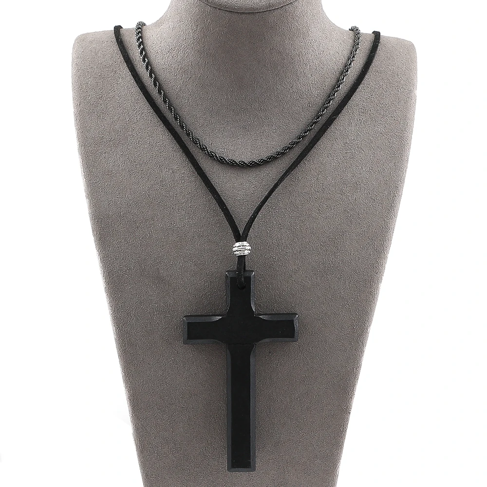 Double Layer Black Wooden Big Cross Pendant Necklace for Women Men Stainless Steel Twisted Chain Necklaces Christian Jewelry
Double Layer Black Wooden Big Cross Pendant Necklace for Women Men Stainless Steel Twisted Chain Necklaces Christian Jewelry