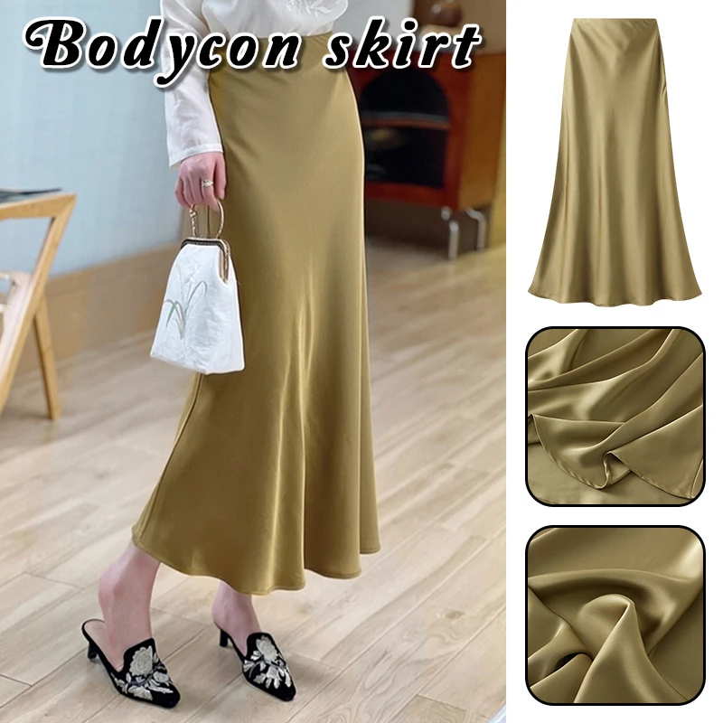 Women High Waist Acetic Acid Satin Skirt Elegant Long Skirts Fashion Office A-line Slim Fit Summer Long Fishtail Skirts
Women High Waist Acetic Acid Satin Skirt Elegant Long Skirts Fashion Office A-line Slim Fit Summer Long Fishtail Skirts