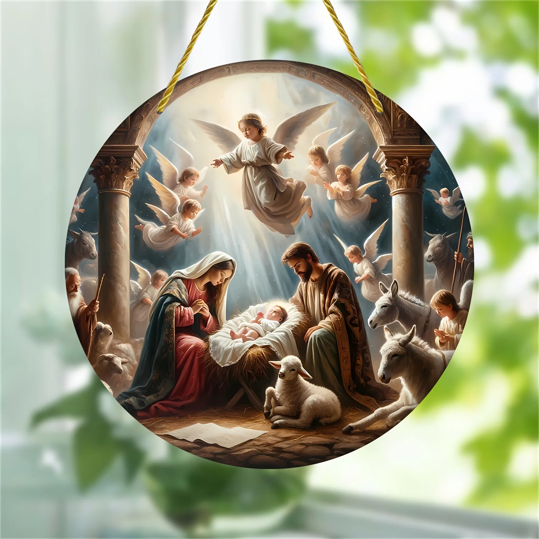 Angel baby parents stained window hanging window hanging decoration round sign wreath decoration
Angel baby parents stained window hanging window hanging decoration round sign wreath decoration