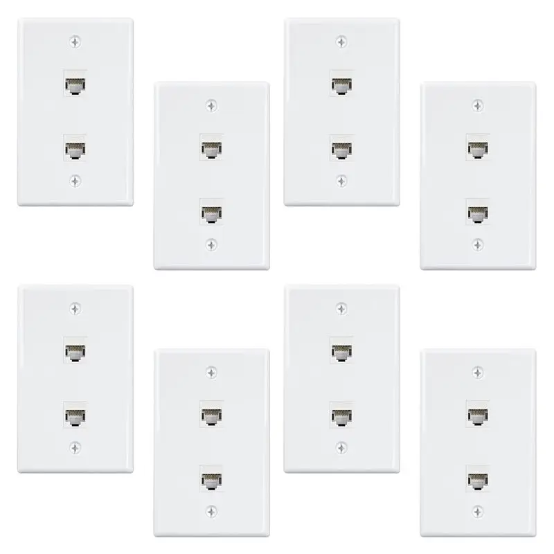 AS60-8 Pack 2-портовая настенная панель Ethernet, настенный разъем Cat6 (гнездо-гнездо) RJ45 Keystone, белый
AS60-8 Pack 2-портовая настенная панель Ethernet, настенный разъем Cat6 (гнездо-гнездо) RJ45 Keystone, белый