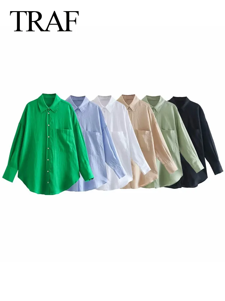 TRAF Women's Elegant Vintage Blouses Linen Office Ladies With Pocket Oversize Long Sleeve Button-up Shirts Female Causal Tops
TRAF Women's Elegant Vintage Blouses Linen Office Ladies With Pocket Oversize Long Sleeve Button-up Shirts Female Causal Tops