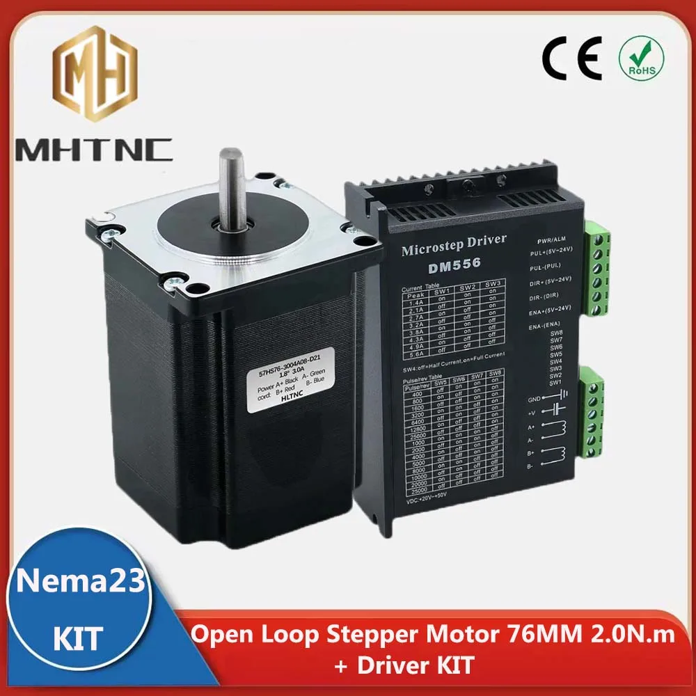 Nema 23 Stepper Motor Driver Kit Open Loop 2.0N.m 3A Driver 0.5-3.5/1.0-4.2/1.4-5.6 A 9-42/20-50/VDC for 3D Printer CNC XYZ
Nema 23 Stepper Motor Driver Kit Open Loop 2.0N.m 3A Driver 0.5-3.5/1.0-4.2/1.4-5.6 A 9-42/20-50/VDC for 3D Printer CNC XYZ