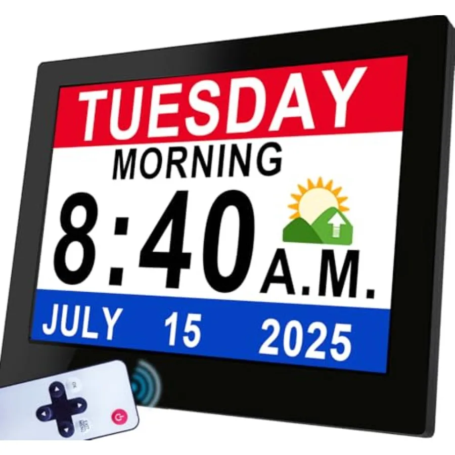 19 Alarms Dementia Clock 8 Inch Large Display, Auto DST, 10 Levels Auto Dimmable, Non-Abbreviated Date and Day Calendar Clock f
19 Alarms Dementia Clock 8 Inch Large Display, Auto DST, 10 Levels Auto Dimmable, Non-Abbreviated Date and Day Calendar Clock f