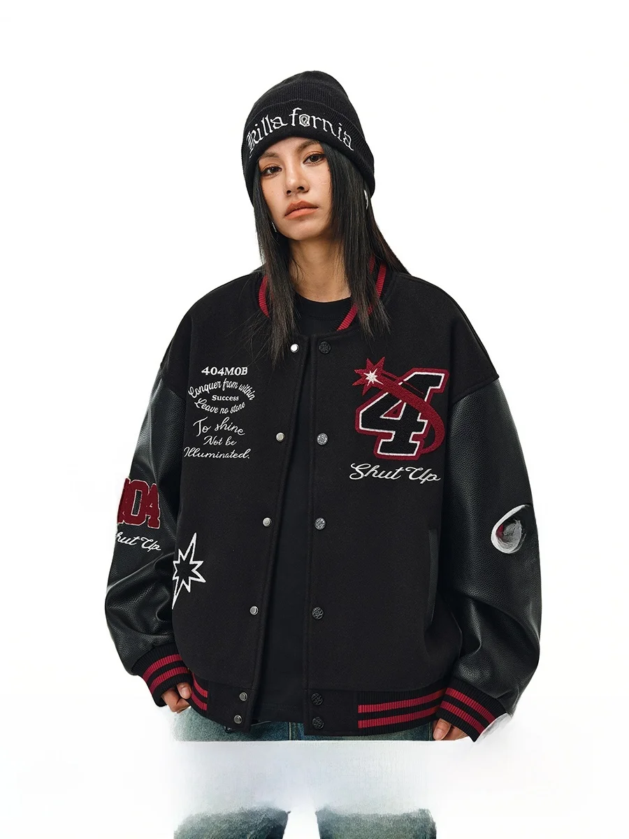 Heavyweight PU Leather Patchwork Baseball Jaet Couples Coats Embroidered Towel Design American Sle Fall Winter Thiened ...
Heavyweight PU Leather Patchwork Baseball Jaet Couples Coats Embroidered Towel Design American Sle Fall Winter Thiened ...