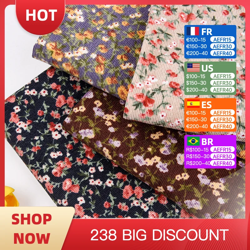 New corduroy fabric Small floral women's fashion casual wear material printed corduroy nylon polyester fabric DIY handmadesewing
New corduroy fabric Small floral women's fashion casual wear material printed corduroy nylon polyester fabric DIY handmadesewing