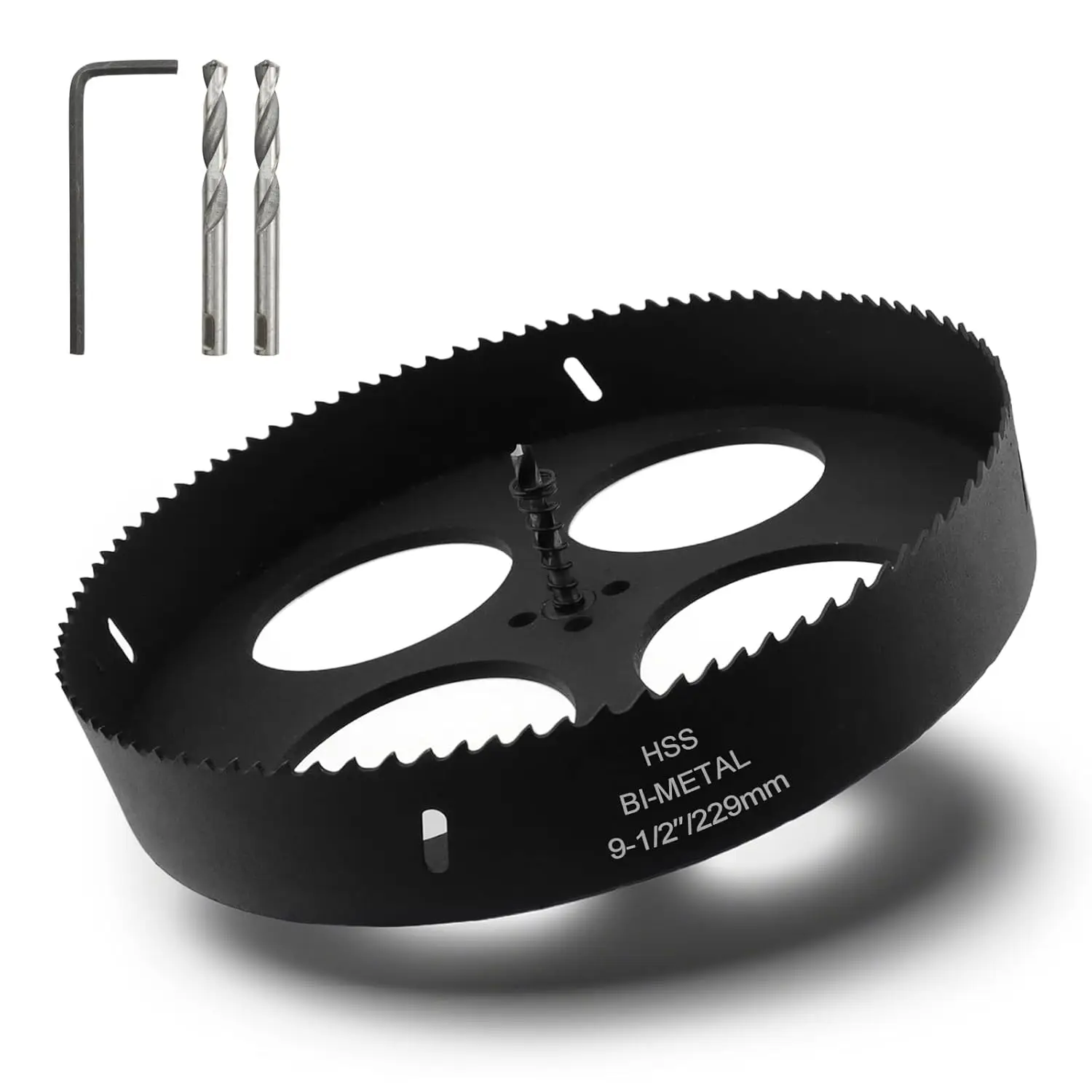 9,5-дюймовая биметаллическая корончатая пила с сверлом и шестигранным ключом для дерева, пластика, гипсокартона, тонкого металла
9,5-дюймовая биметаллическая корончатая пила с сверлом и шестигранным ключом для дерева, пластика, гипсокартона, тонкого металла