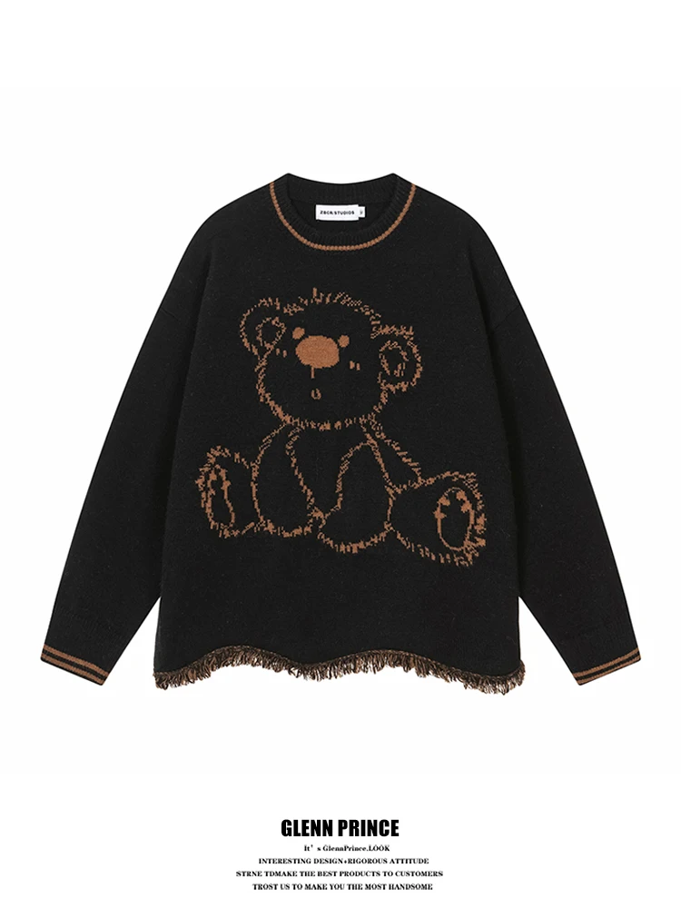 American Retro Bear Tassel Knitted Loose Men's Sweater Autumn Winter Lazy Sle Casual Long Sve round Ne Elastic Fabric
American Retro Bear Tassel Knitted Loose Men's Sweater Autumn Winter Lazy Sle Casual Long Sve round Ne Elastic Fabric
