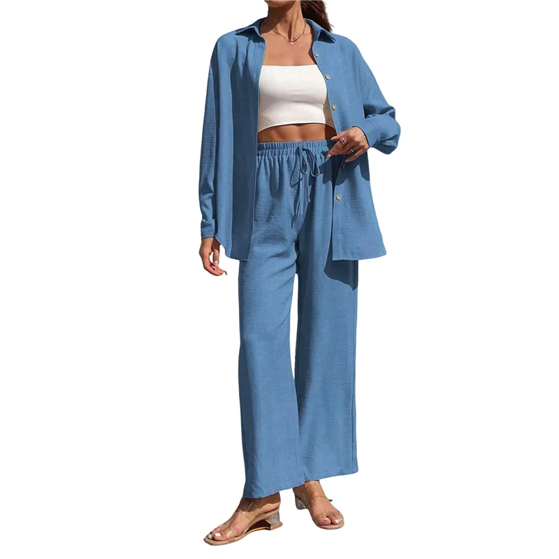 A83F-Women's Summer Long Suit Two-Piece Shirt Top Trousers Casual Beach Vacation Two-Piece Sportswear
A83F-Women's Summer Long Suit Two-Piece Shirt Top Trousers Casual Beach Vacation Two-Piece Sportswear
