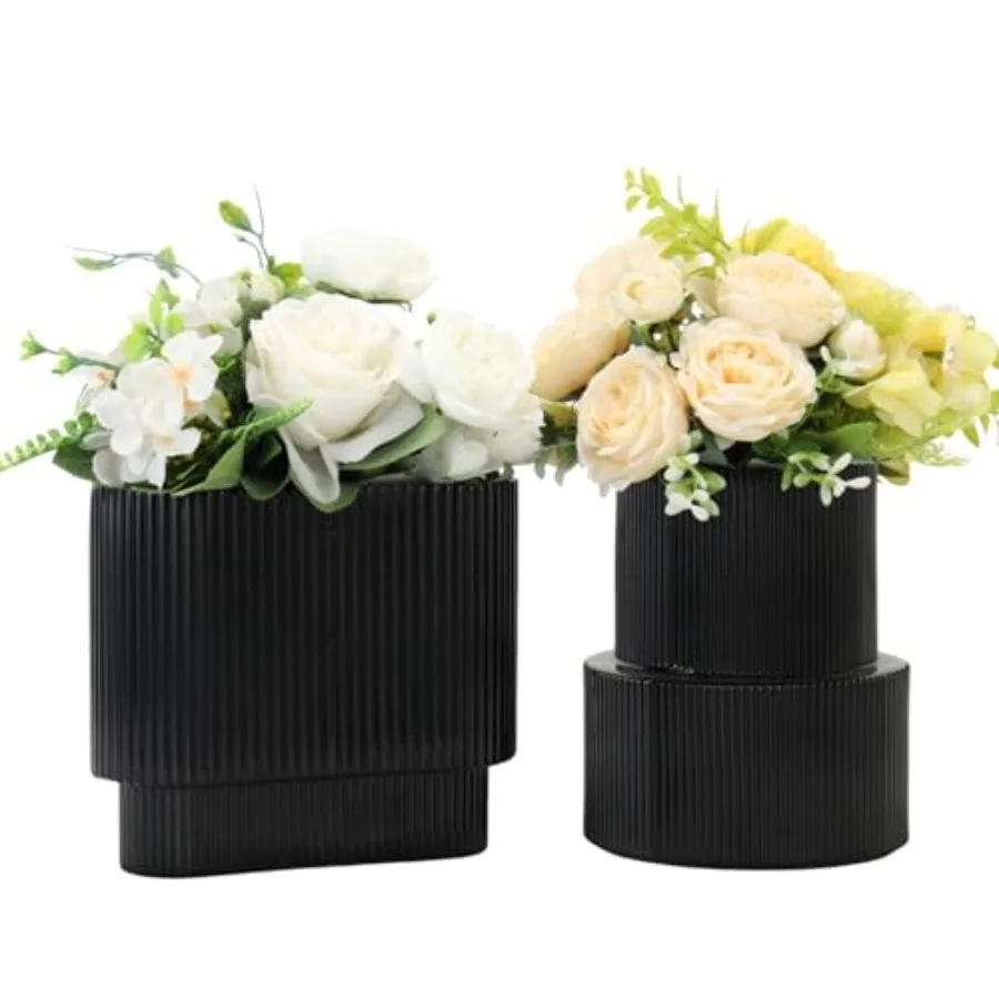 Black Glass Vases Set of 2 Ribbed Glass Vases for Flowers Modern Vase for Tulips Black Vase for Living Room Dining Table Office
Black Glass Vases Set of 2 Ribbed Glass Vases for Flowers Modern Vase for Tulips Black Vase for Living Room Dining Table Office