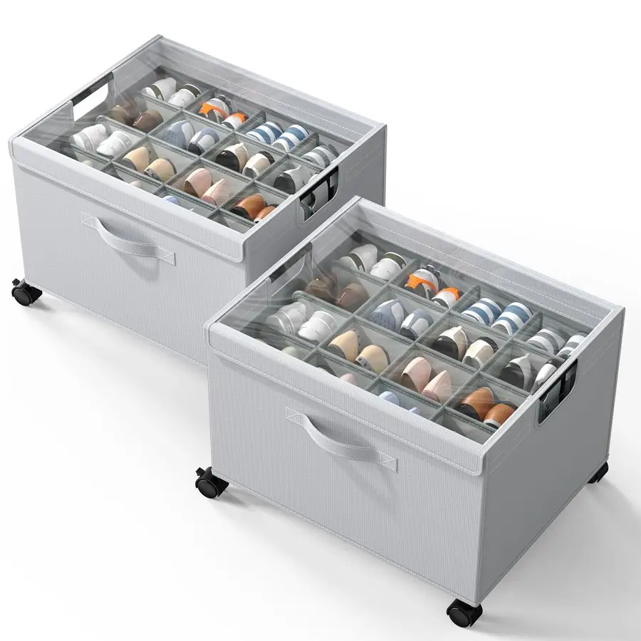 2 Pack Shoe Organizer for Closet, Shoe Storage Boxes with 360 Wheels, Sturdy Metal Frame Fits up to 16 Pairs, BootsampShoes Cubb
2 Pack Shoe Organizer for Closet, Shoe Storage Boxes with 360 Wheels, Sturdy Metal Frame Fits up to 16 Pairs, BootsampShoes Cubb