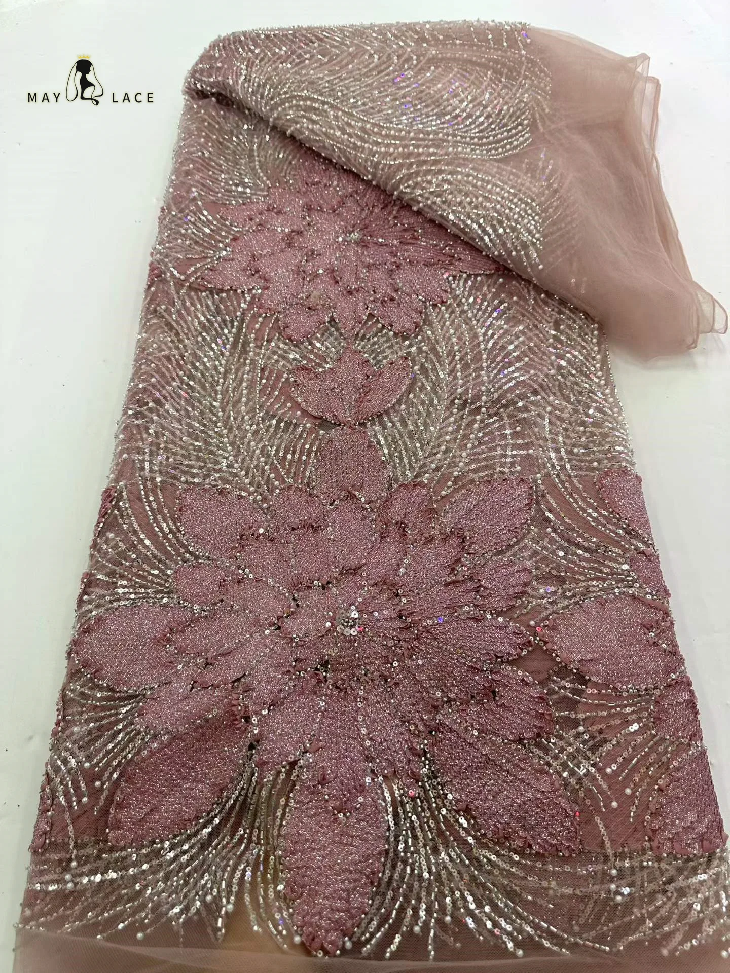 African Lace Fabric 2026 High Quality French 3D Pink Sequins Embroidery Beads Tulle Lace Fabric Nigerian For Party Dress 5 Yard
African Lace Fabric 2026 High Quality French 3D Pink Sequins Embroidery Beads Tulle Lace Fabric Nigerian For Party Dress 5 Yard